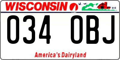WI license plate 034OBJ