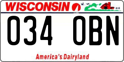 WI license plate 034OBN
