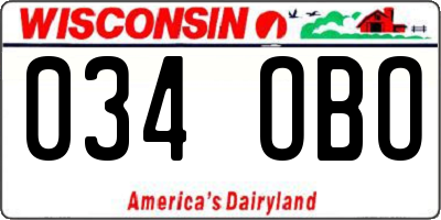 WI license plate 034OBO