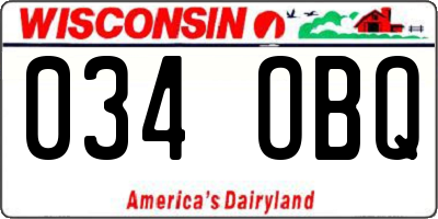 WI license plate 034OBQ