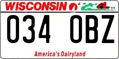 WI license plate 034OBZ