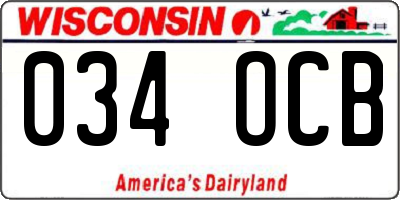 WI license plate 034OCB