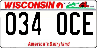 WI license plate 034OCE