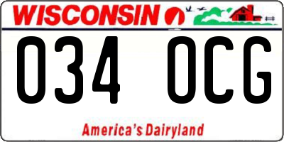 WI license plate 034OCG