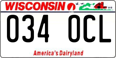 WI license plate 034OCL