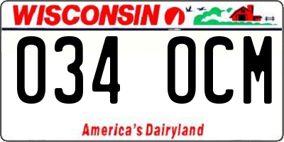 WI license plate 034OCM