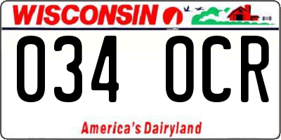 WI license plate 034OCR