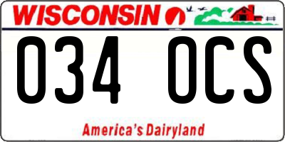 WI license plate 034OCS