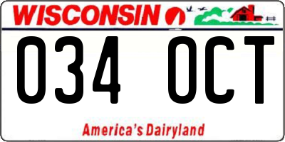 WI license plate 034OCT
