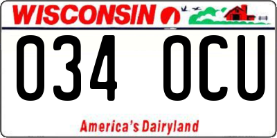 WI license plate 034OCU