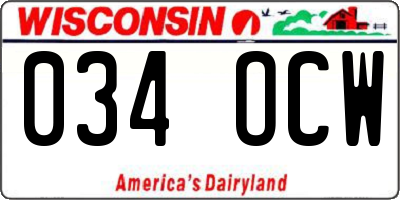 WI license plate 034OCW