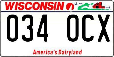 WI license plate 034OCX