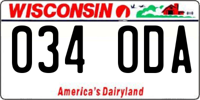 WI license plate 034ODA