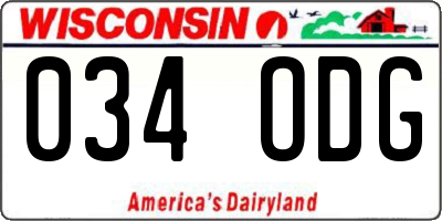 WI license plate 034ODG