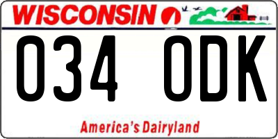 WI license plate 034ODK