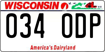 WI license plate 034ODP