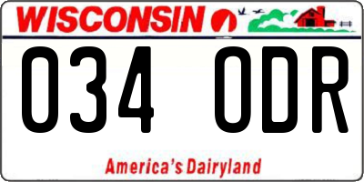 WI license plate 034ODR