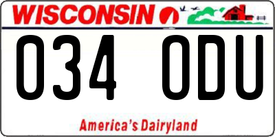 WI license plate 034ODU