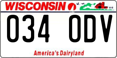 WI license plate 034ODV