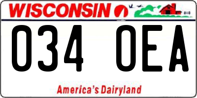 WI license plate 034OEA