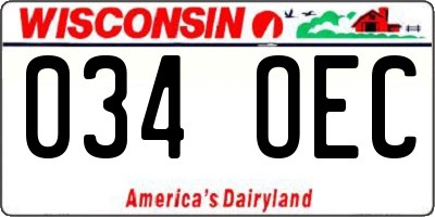 WI license plate 034OEC