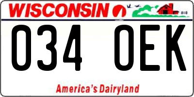 WI license plate 034OEK