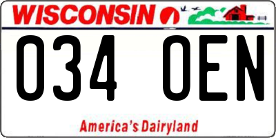 WI license plate 034OEN