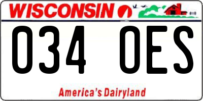 WI license plate 034OES