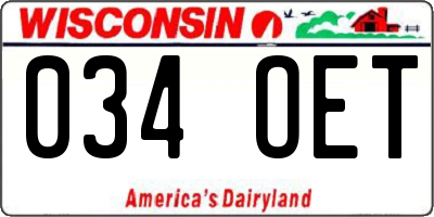 WI license plate 034OET