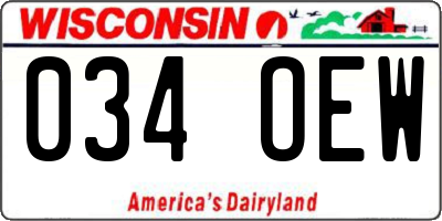 WI license plate 034OEW