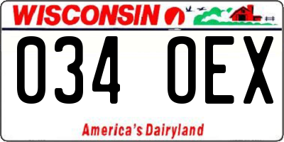 WI license plate 034OEX