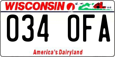 WI license plate 034OFA