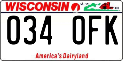 WI license plate 034OFK