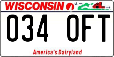 WI license plate 034OFT