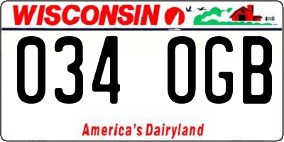 WI license plate 034OGB
