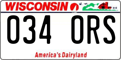 WI license plate 034ORS