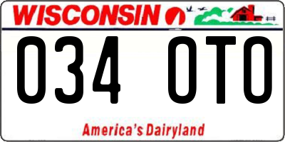 WI license plate 034OTO