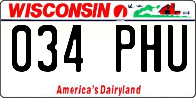 WI license plate 034PHU