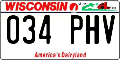 WI license plate 034PHV