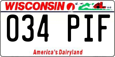 WI license plate 034PIF