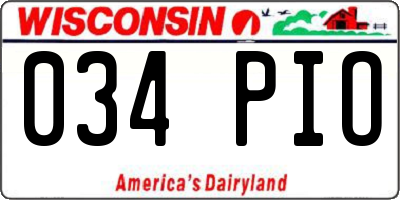 WI license plate 034PIO