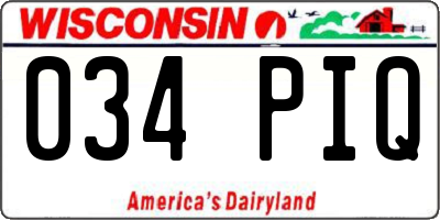 WI license plate 034PIQ