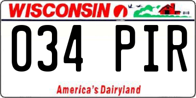 WI license plate 034PIR