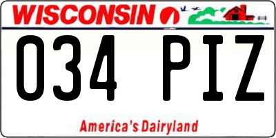 WI license plate 034PIZ