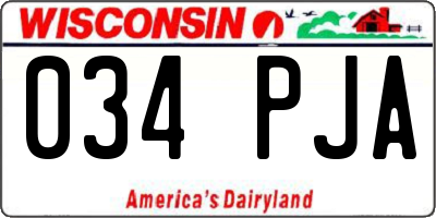 WI license plate 034PJA