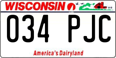 WI license plate 034PJC