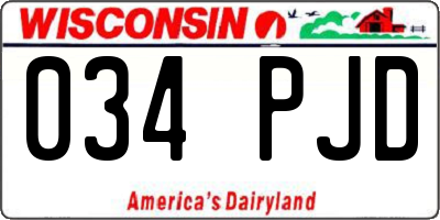 WI license plate 034PJD