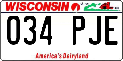 WI license plate 034PJE