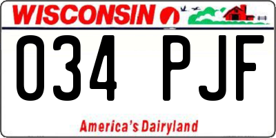 WI license plate 034PJF