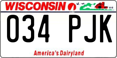 WI license plate 034PJK